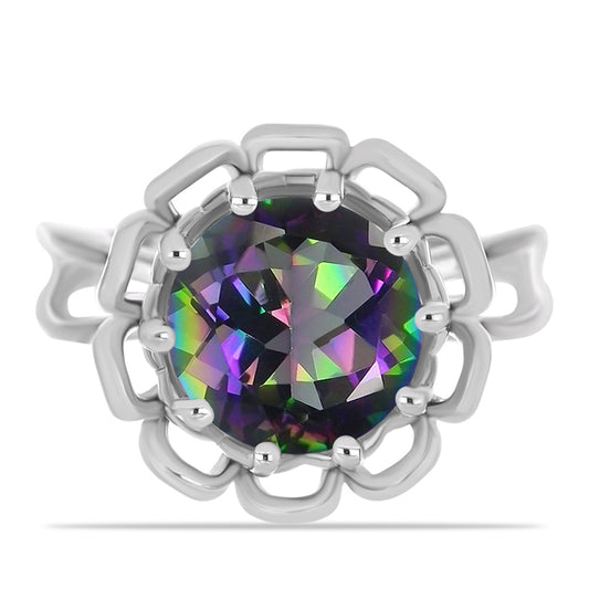 Anillo de Plata con Cuarzo Místico Verde de Brasil