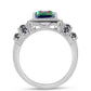 Anillo de Plata con Cuarzo Místico Verde de Brasil y Topacio Blanco