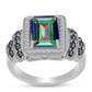 Anillo de Plata con Cuarzo Místico Verde de Brasil y Topacio Blanco
