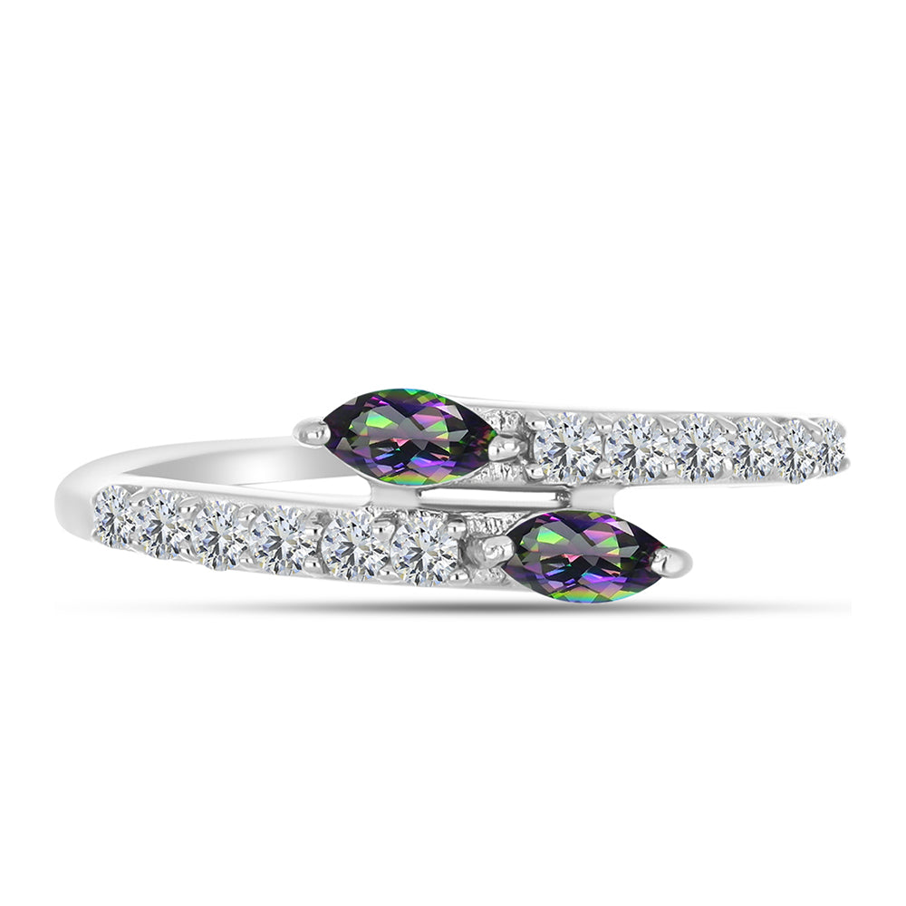 Anillo de Plata con Cuarzo Místico Verde de Brasil y Topacio Blanco 1 