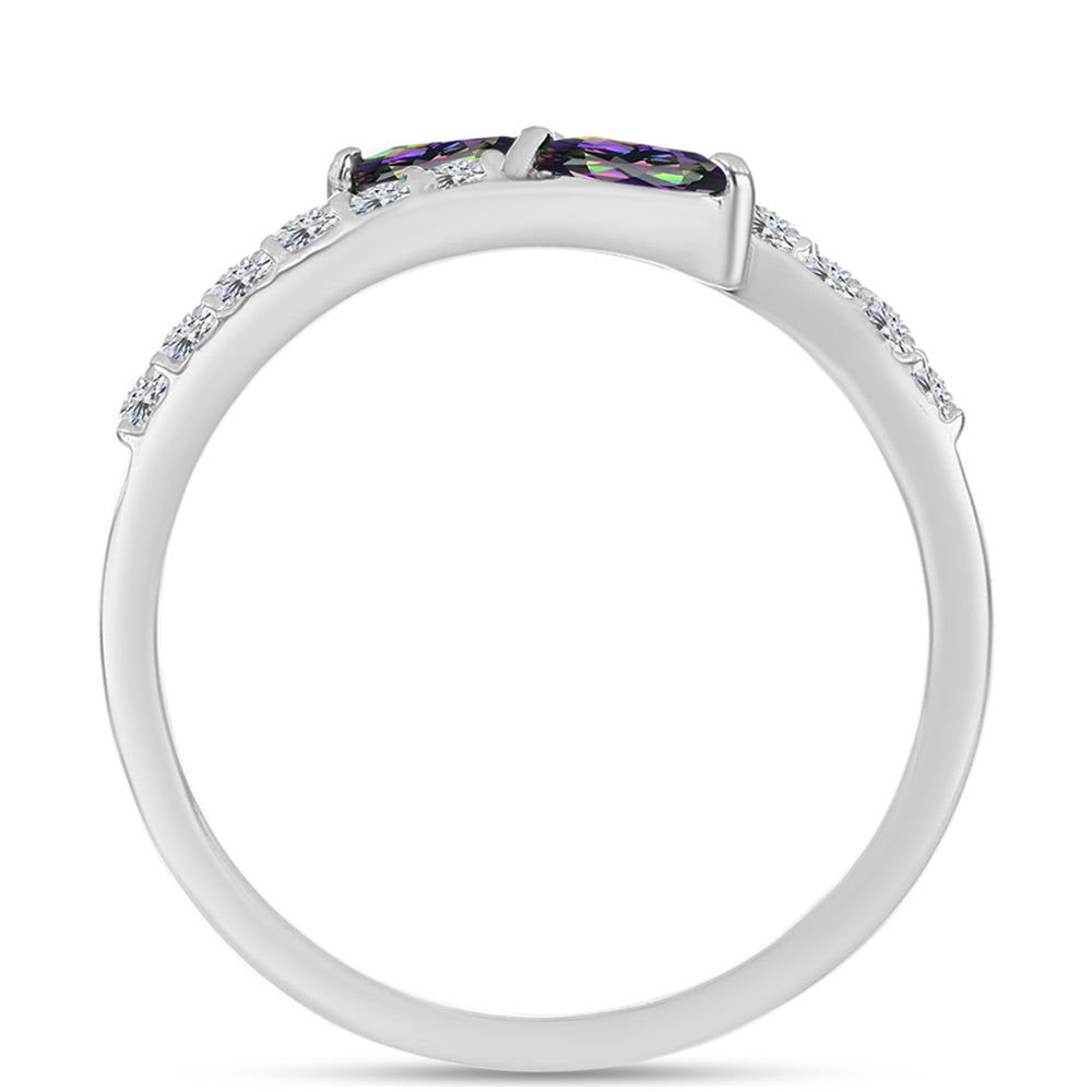 Anillo de Plata con Cuarzo Místico Verde de Brasil y Topacio Blanco 2 