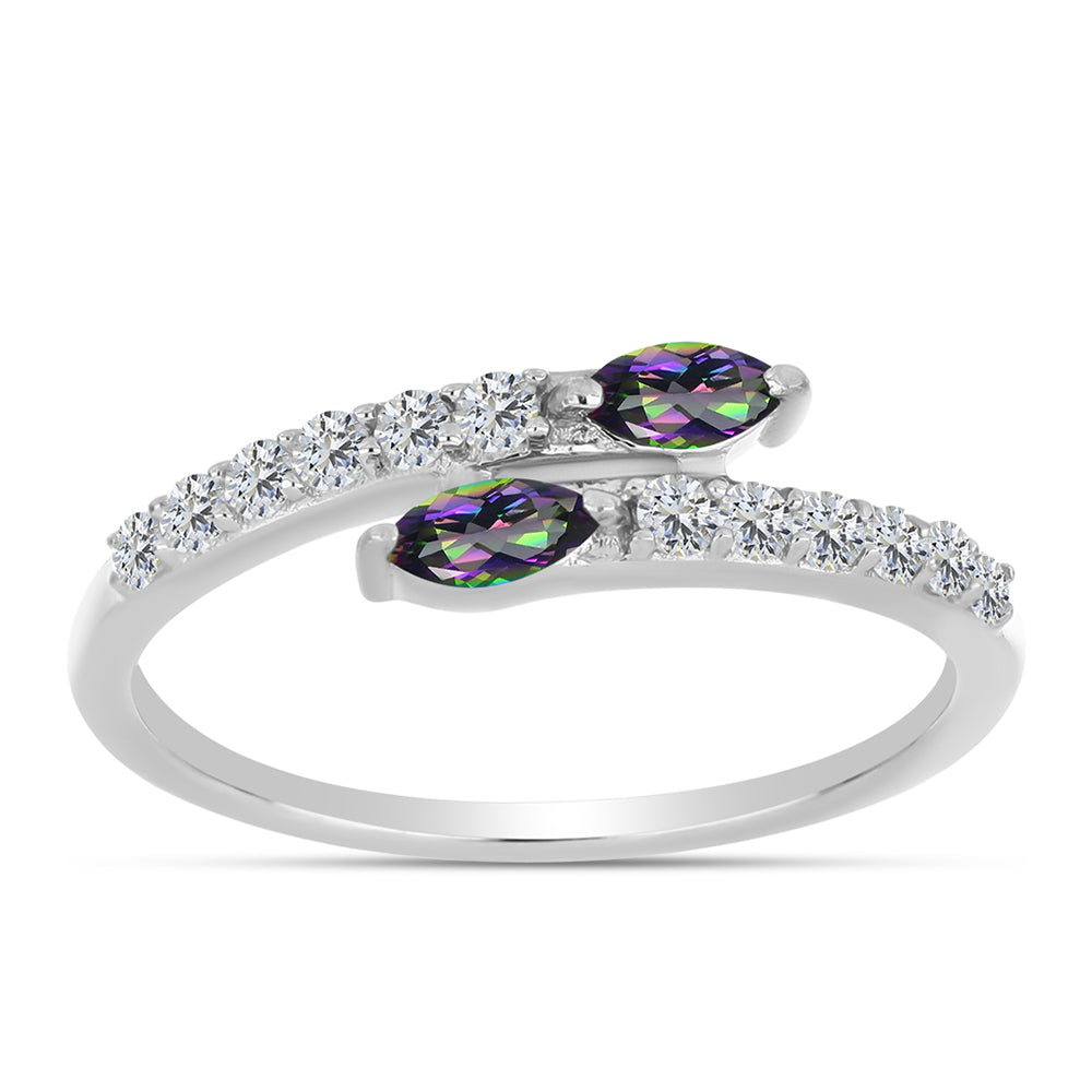 Anillo de Plata con Cuarzo Místico Verde de Brasil y Topacio Blanco 3 