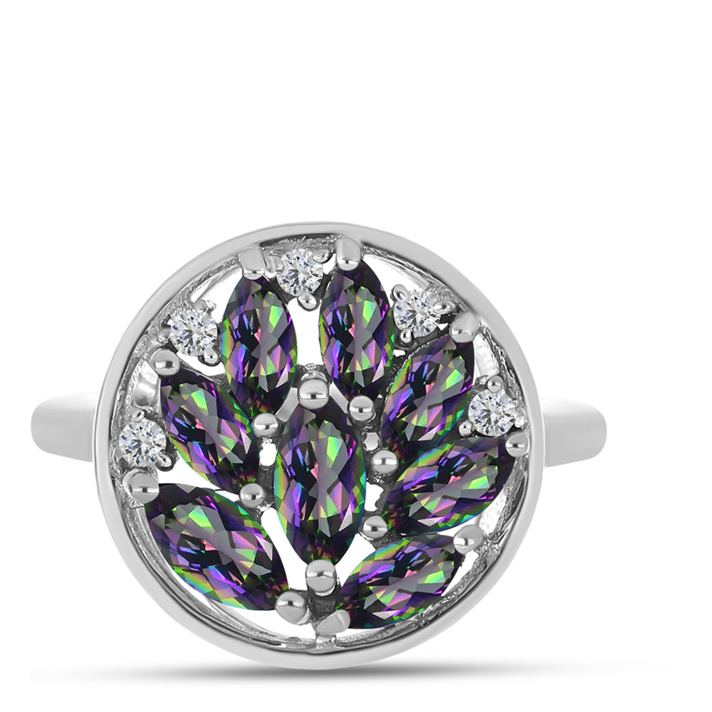 Anillo de Plata con Cuarzo Místico Verde de Brasil y Topacio Blanco 1 