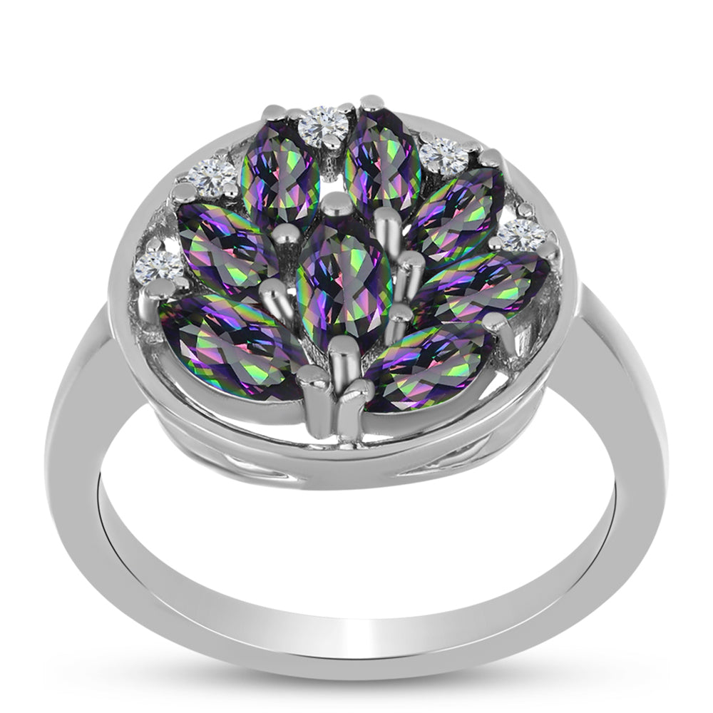 Anillo de Plata con Cuarzo Místico Verde de Brasil y Topacio Blanco 3 