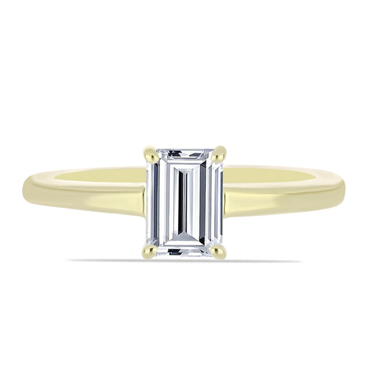 Anillo de Plata Bañada en Oro con Diamante certificado y cultivado en laboratorio