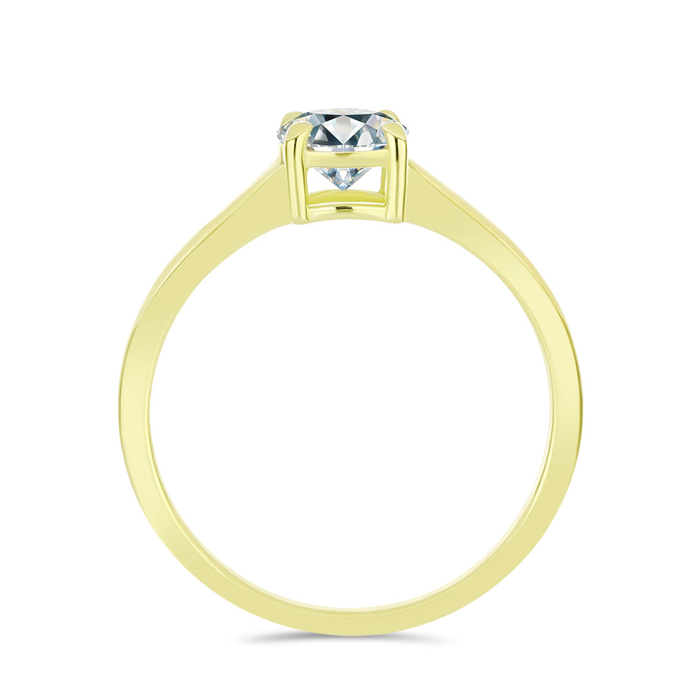 Anillo de Plata Bañada en Oro con Diamante certificado y cultivado en laboratorio