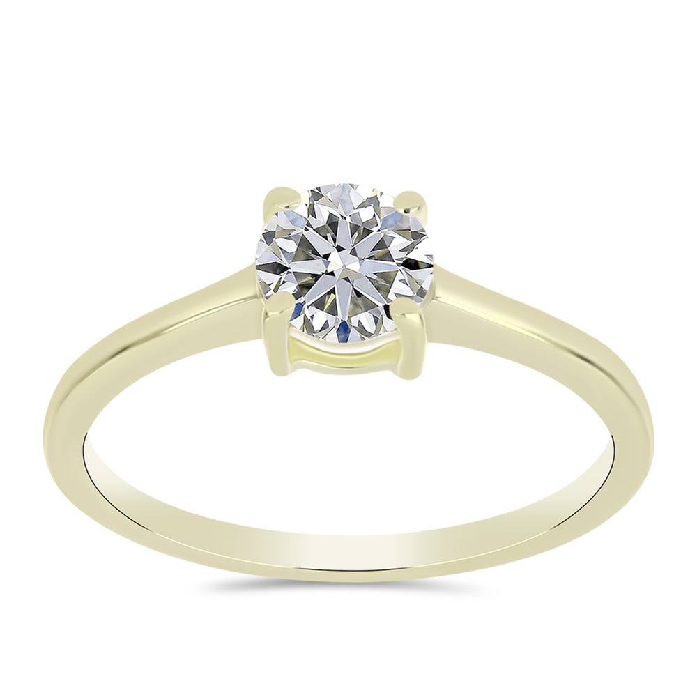 Anillo de Plata Bañada en Oro con Diamante certificado y cultivado en laboratorio