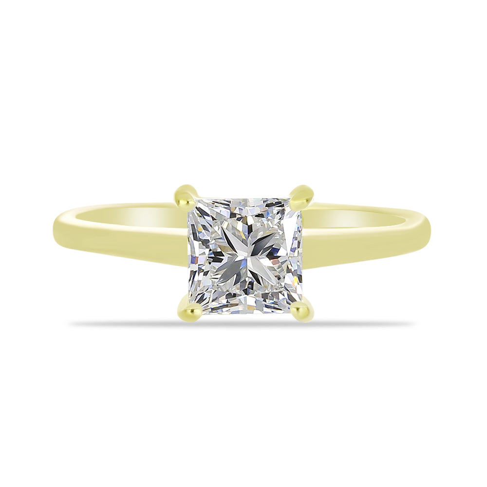 Anillo de Plata Bañada en Oro con Diamante certificado y cultivado en laboratorio