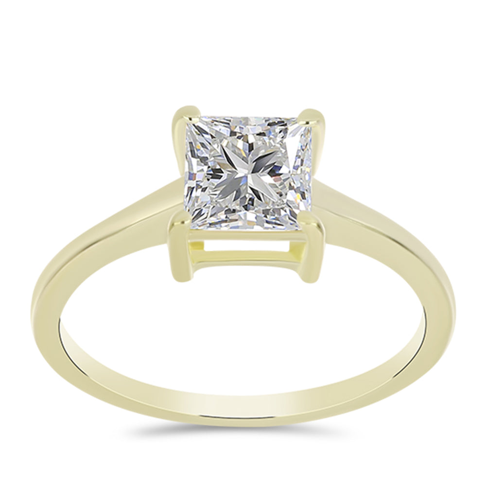 Anillo de Plata Bañada en Oro con Diamante certificado y cultivado en laboratorio 3 
