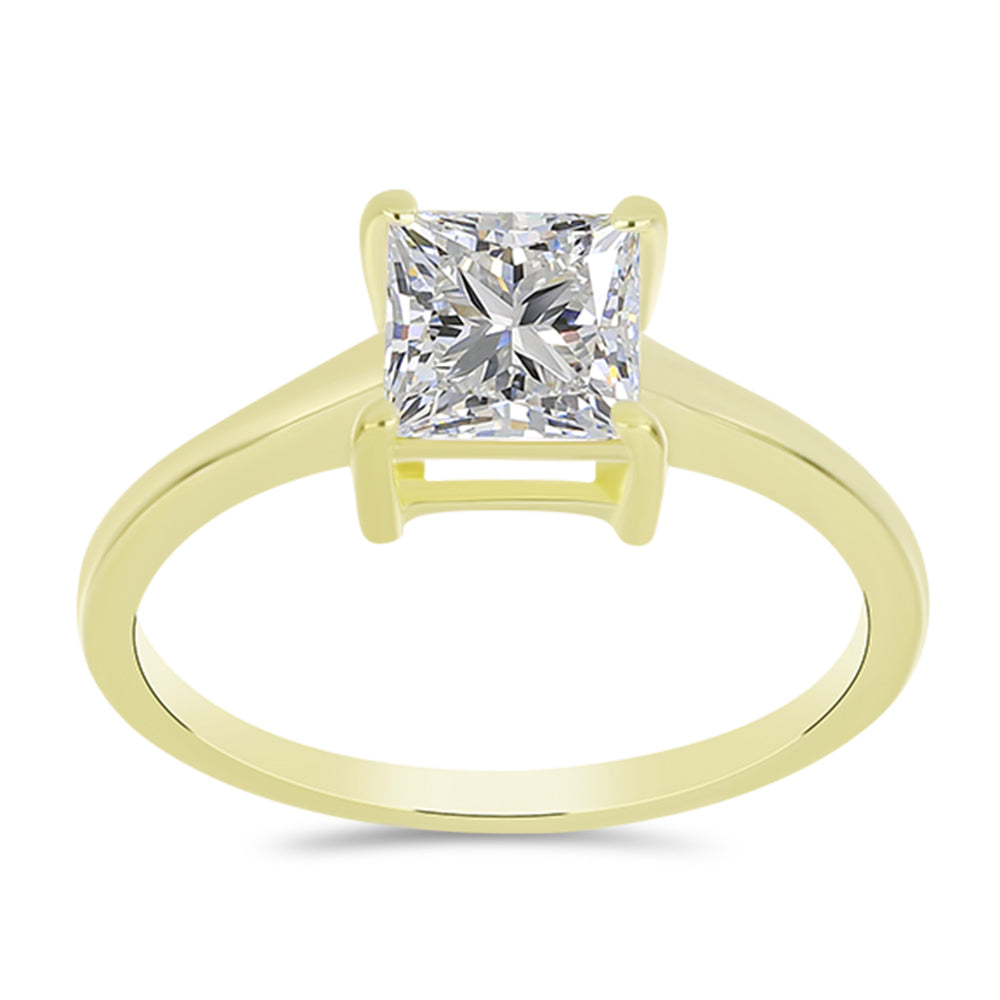 Anillo de Plata Bañada en Oro con Diamante certificado y cultivado en laboratorio