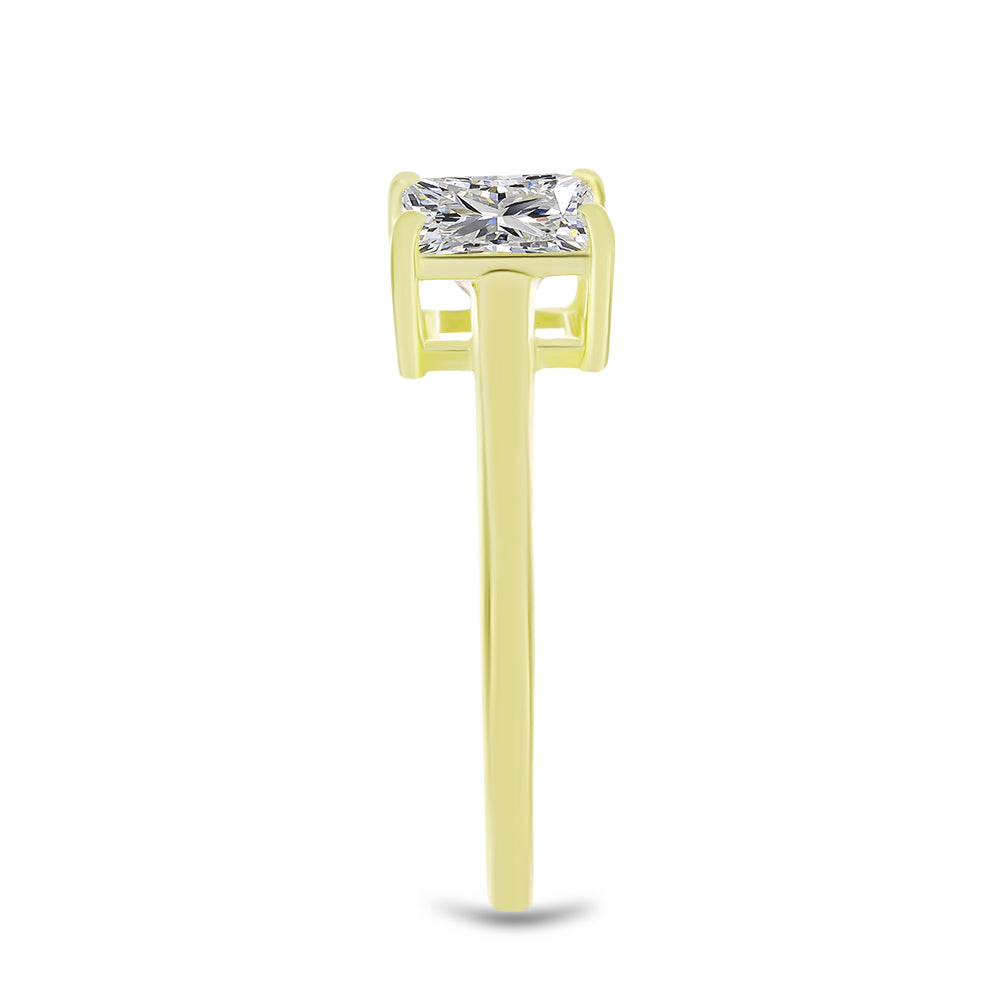 Anillo de Plata Bañada en Oro con Diamante certificado y cultivado en laboratorio