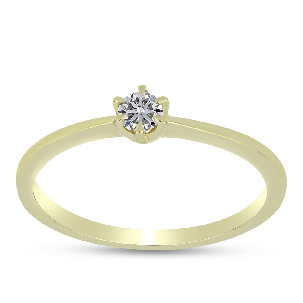 Anillo de Plata Bañada en Oro con Diamante certificado y cultivado en laboratorio