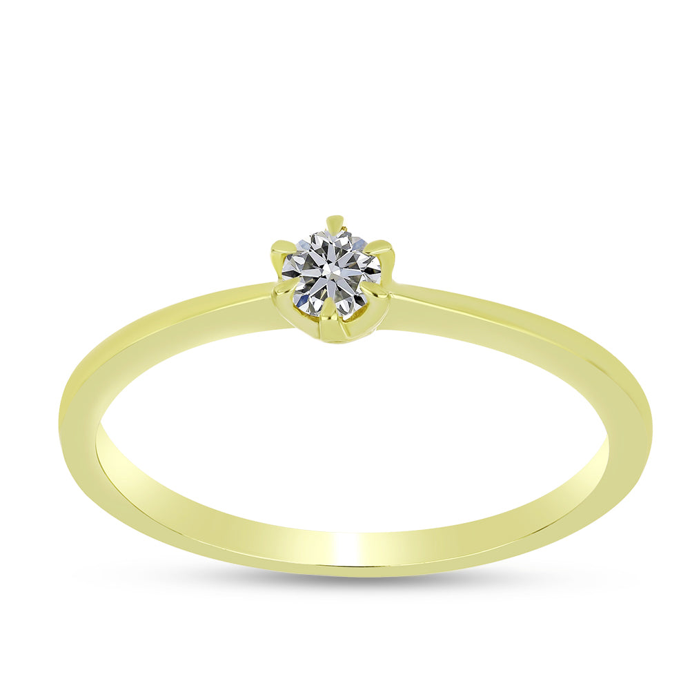 Anillo de Plata Bañada en Oro con Diamante certificado y cultivado en laboratorio 7 