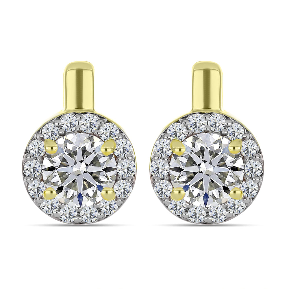 Pendientes de Plata Bañada en Oro con Diamante certificado y cultivado en laboratorio 3 