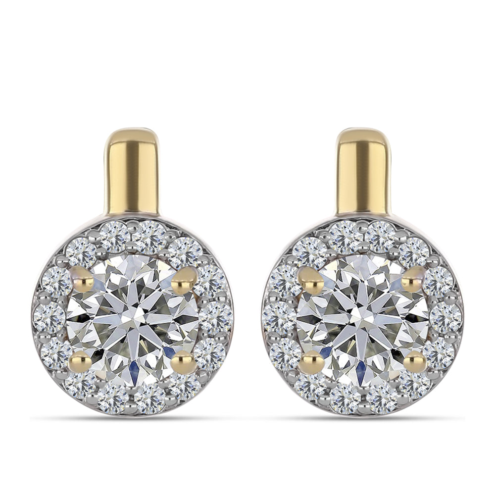 Pendientes de Plata Bañada en Oro con Diamante certificado y cultivado en laboratorio 1 