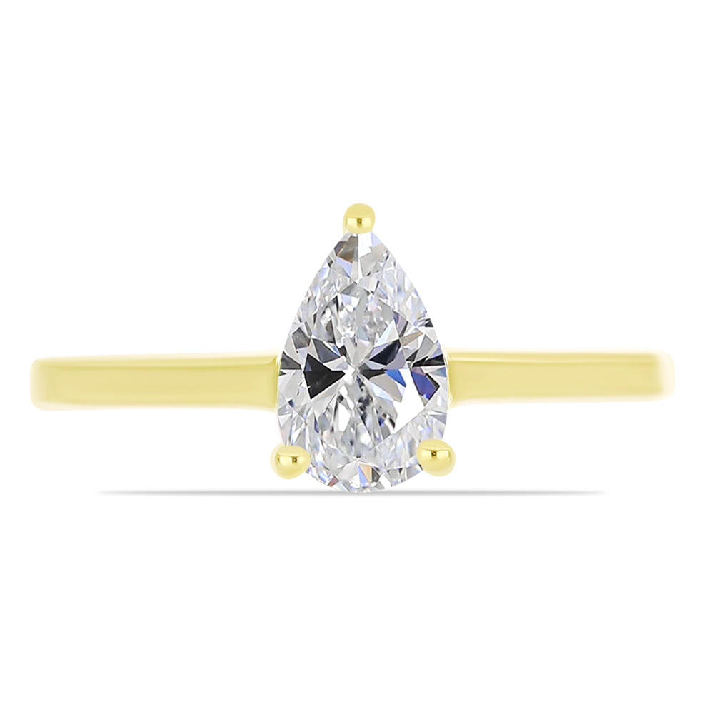 Anillo de Plata Bañada en Oro con Diamante certificado y cultivado en laboratorio 5 