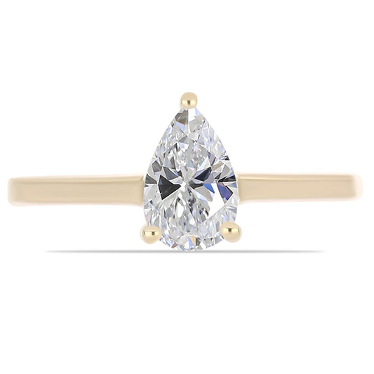 Anillo de Plata Bañada en Oro con Diamante certificado y cultivado en laboratorio