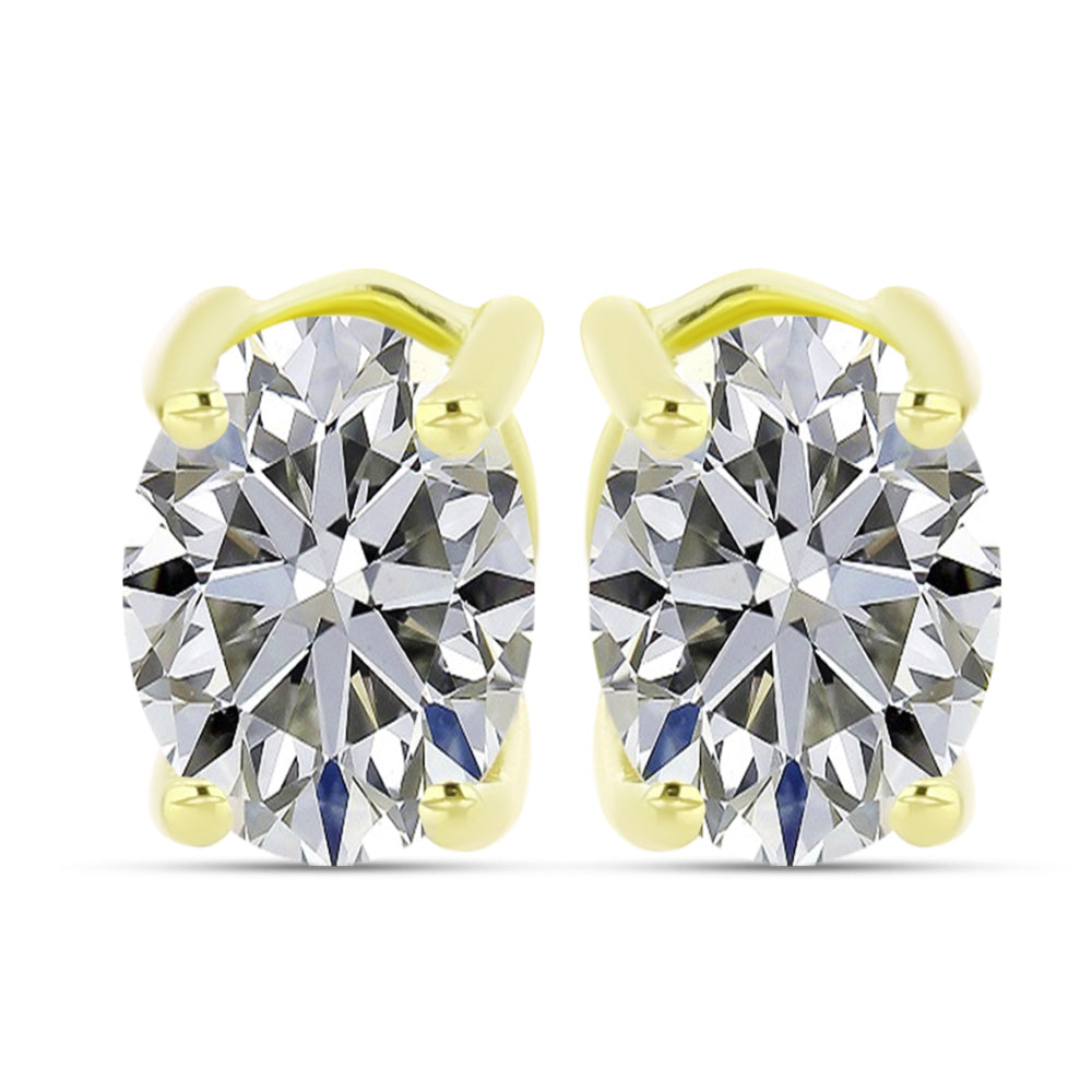 Pendientes de Plata Bañada en Oro con Diamante certificado y cultivado en laboratorio