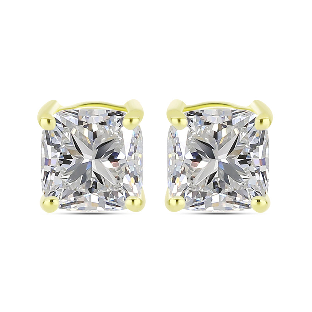 Pendientes de Plata Bañada en Oro con Diamante certificado y cultivado en laboratorio 3 