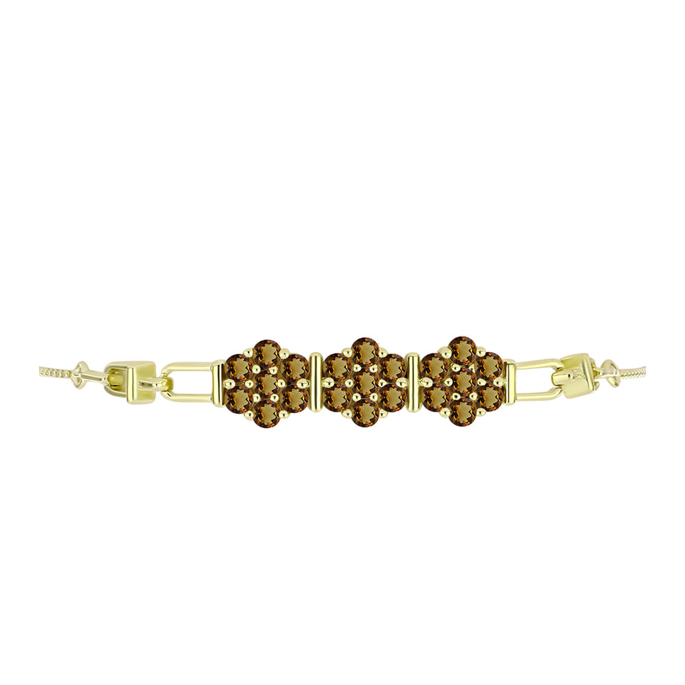 Pulsera de Plata Bañada en Oro con Cuarzo Coñac 2 