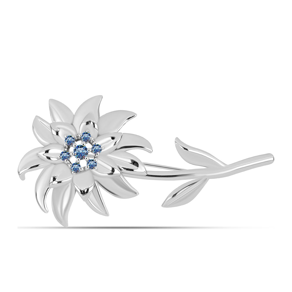 Broche de Plata con Moisanita azul océano