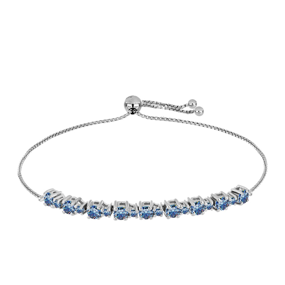 Pulsera de Plata con Moisanita azul océano 1 
