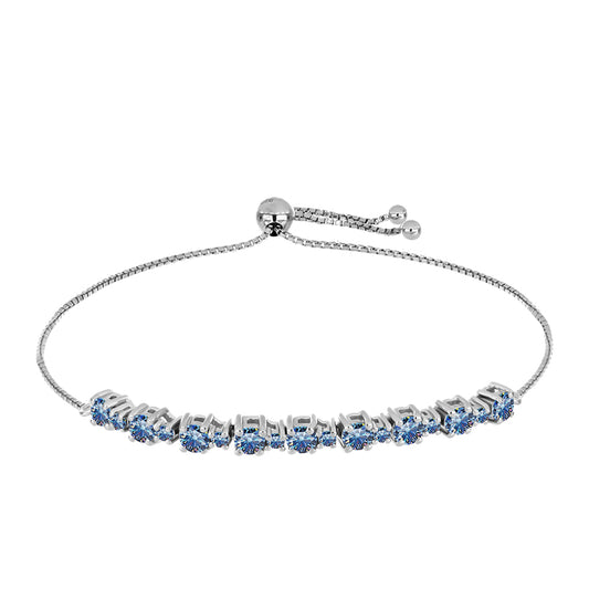 Pulsera de Plata con Moisanita azul océano