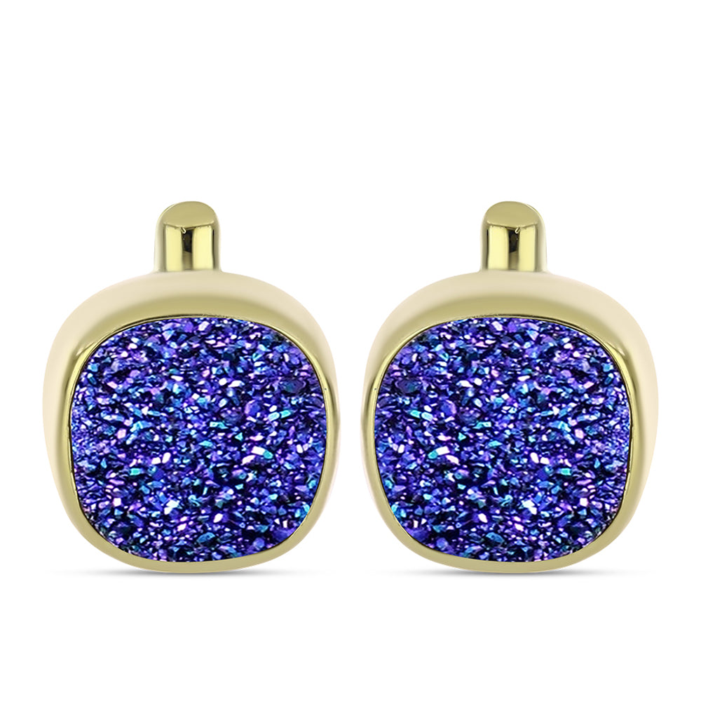 Pendientes de Plata Bañada en Oro con Drusa Purpura 1 