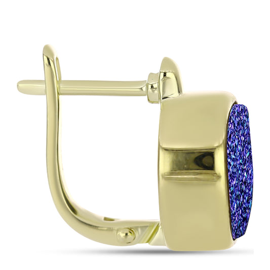 Pendientes de Plata Bañada en Oro con Drusa Purpura