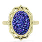 Anillo de Plata Bañada en Oro con Drusa Purpura