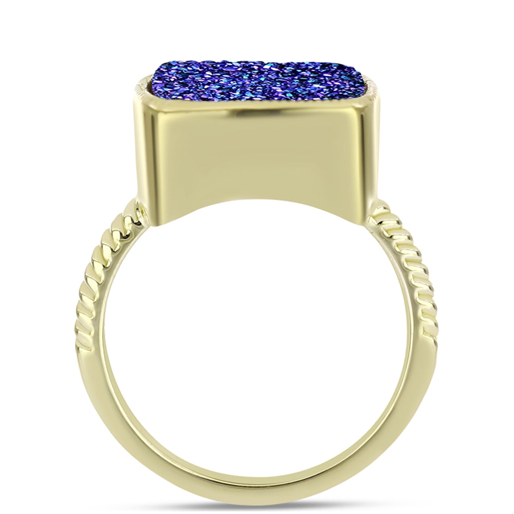 Anillo de Plata Bañada en Oro con Drusa Purpura 2 