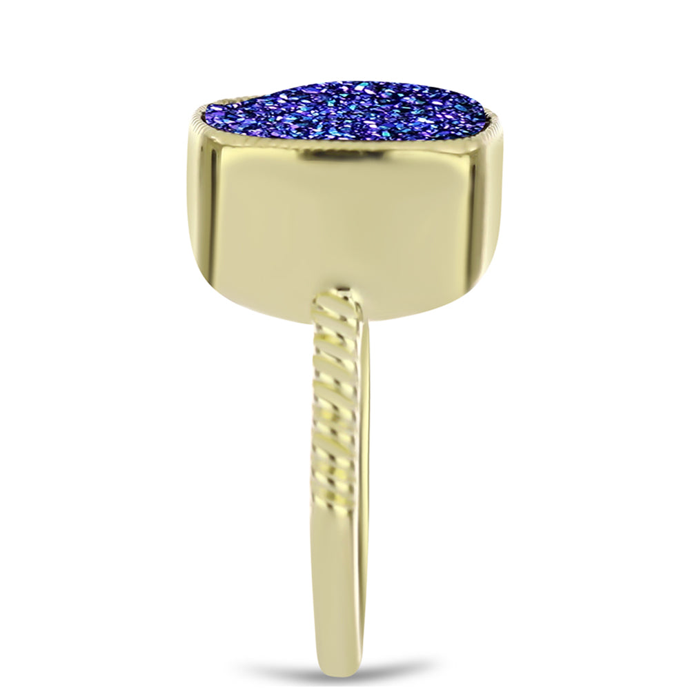 Anillo de Plata Bañada en Oro con Drusa Purpura
