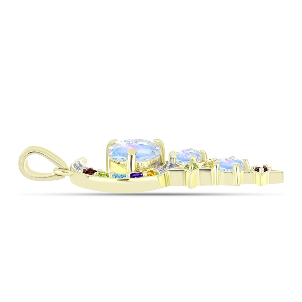 Colgante de Plata Bañada en Oro con Piedra Lunar Arco Iris 2 