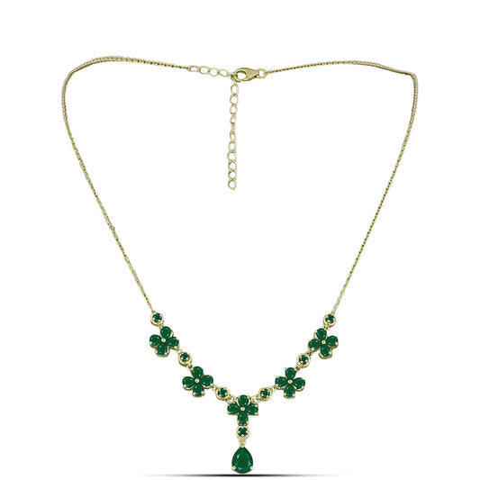 Collar de Plata Bañada en Oro con Ágata Verde