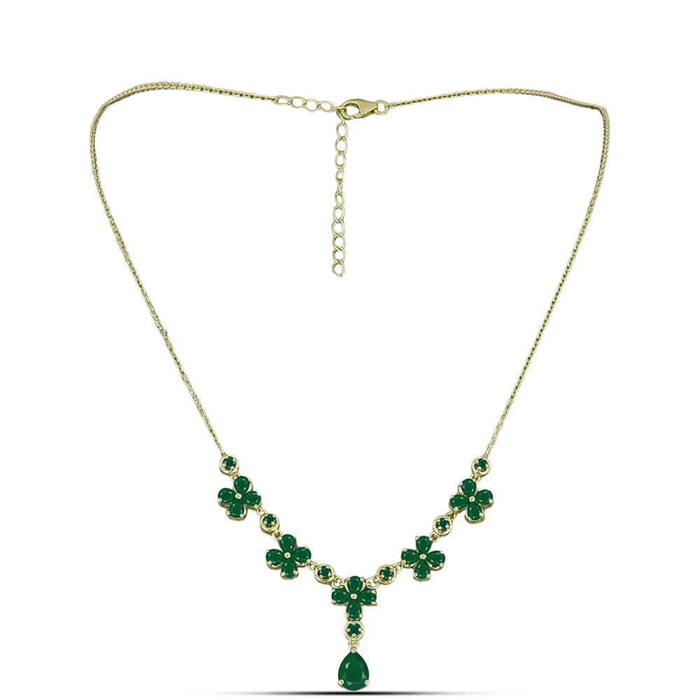 Collar de Plata Bañada en Oro con Ágata Verde