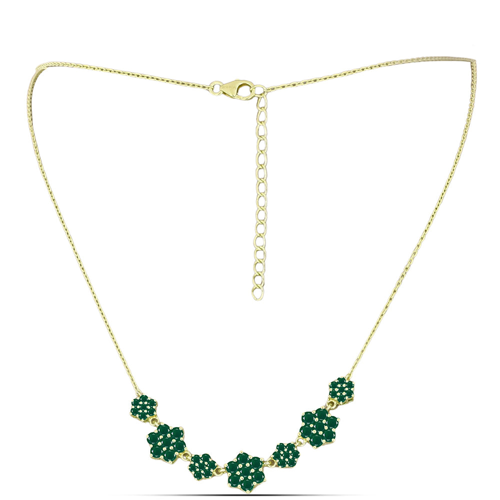 Collar de Plata Bañada en Oro con Ágata Verde 2 
