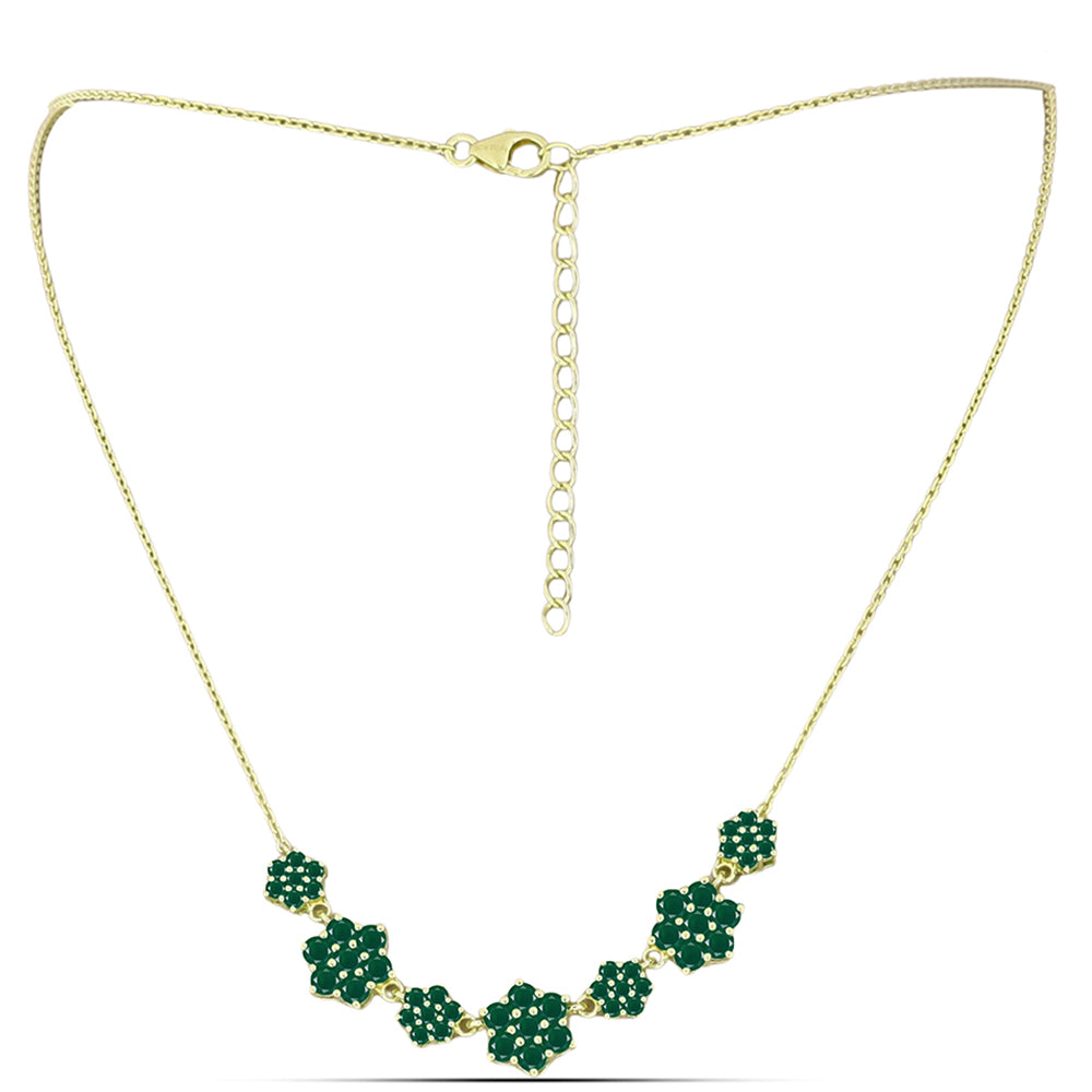 Collar de Plata Bañada en Oro con Ágata Verde