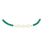 Pulsera de Plata Bañada en Oro con Ágata Verde y Perla de Agua Dulce