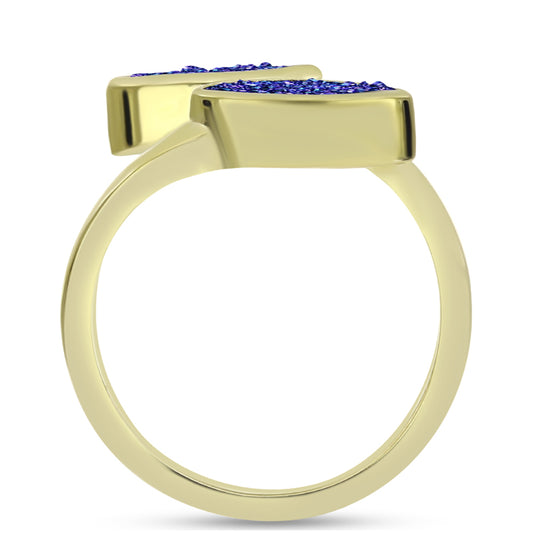 Anillo de Plata Bañada en Oro con Drusa Purpura