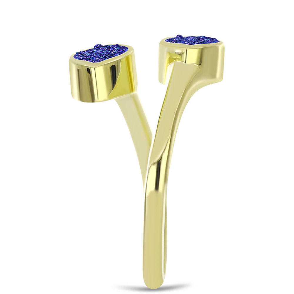 Anillo de Plata Bañada en Oro con Drusa Purpura 4 