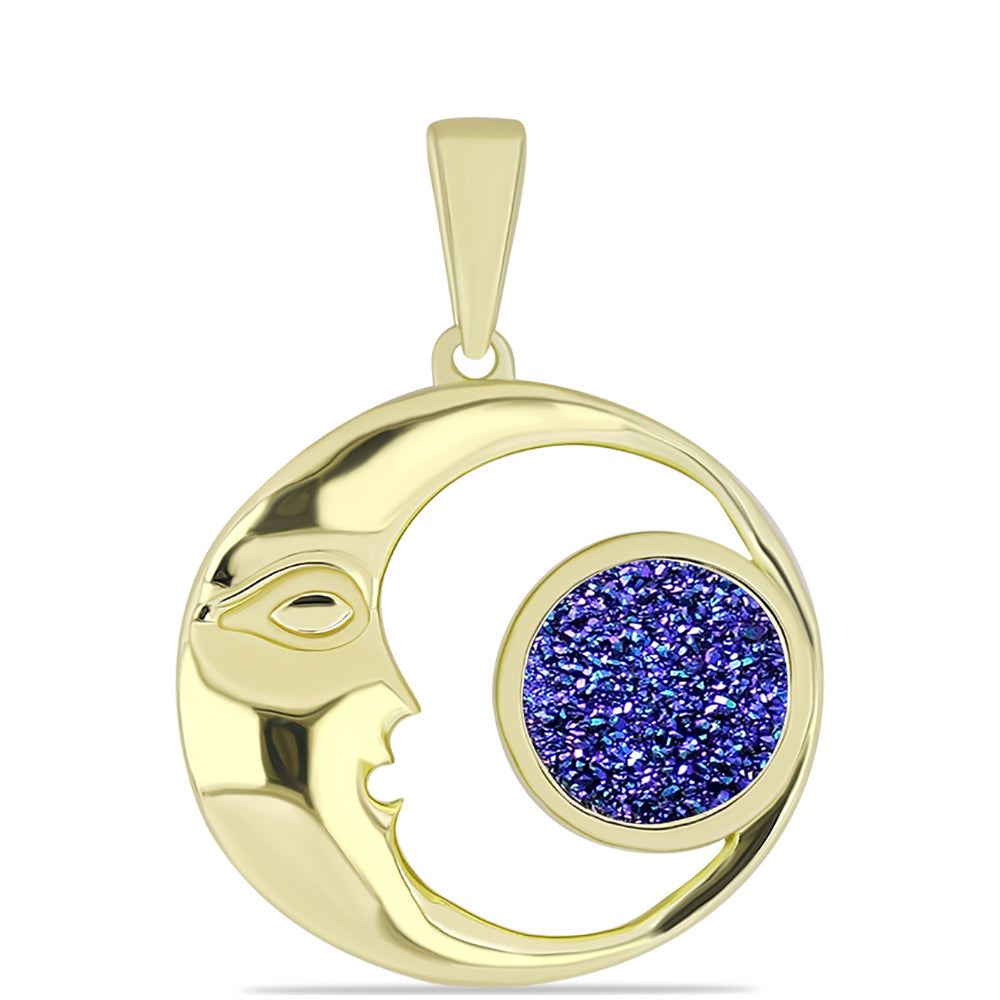 Colgante de Plata Bañada en Oro con Drusa Purpura 1 