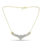 Collar de Plata Bañada en Oro con Diamante blanco y Topacio Blanco