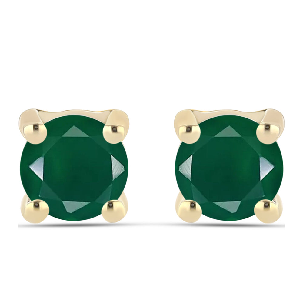 Pendientes de Plata Bañada en Oro con Ágata Verde