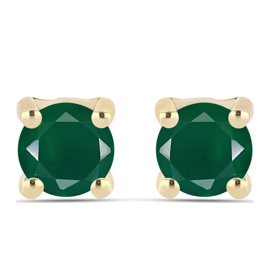 Pendientes de Plata Bañada en Oro con Ágata Verde