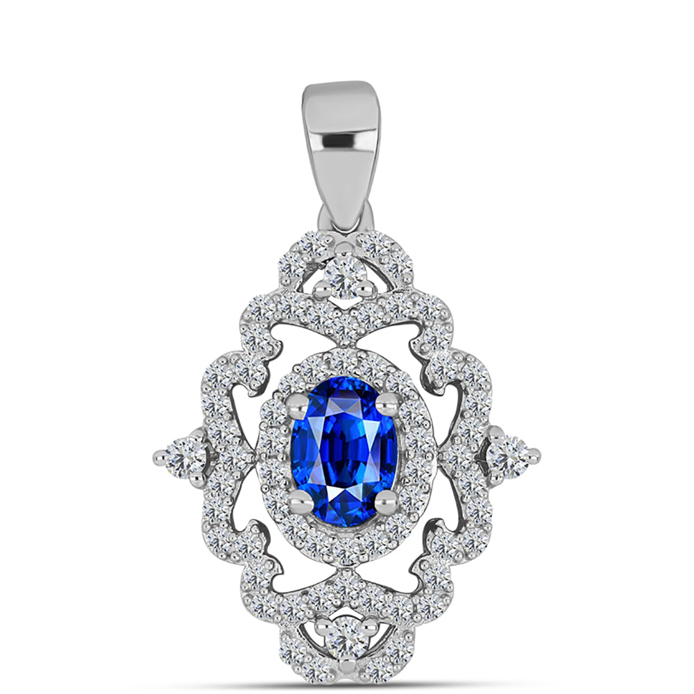 Colgante de Plata con Zafiro Azul Australiano y Topacio Blanco