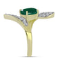 Anillo de Plata Bañada en Oro con Ágata Verde y Topacio Blanco