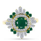 Anillo de Plata Bañada en Oro con Ágata Verde y Zircón Blanco