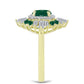 Anillo de Plata Bañada en Oro con Ágata Verde y Zircón Blanco
