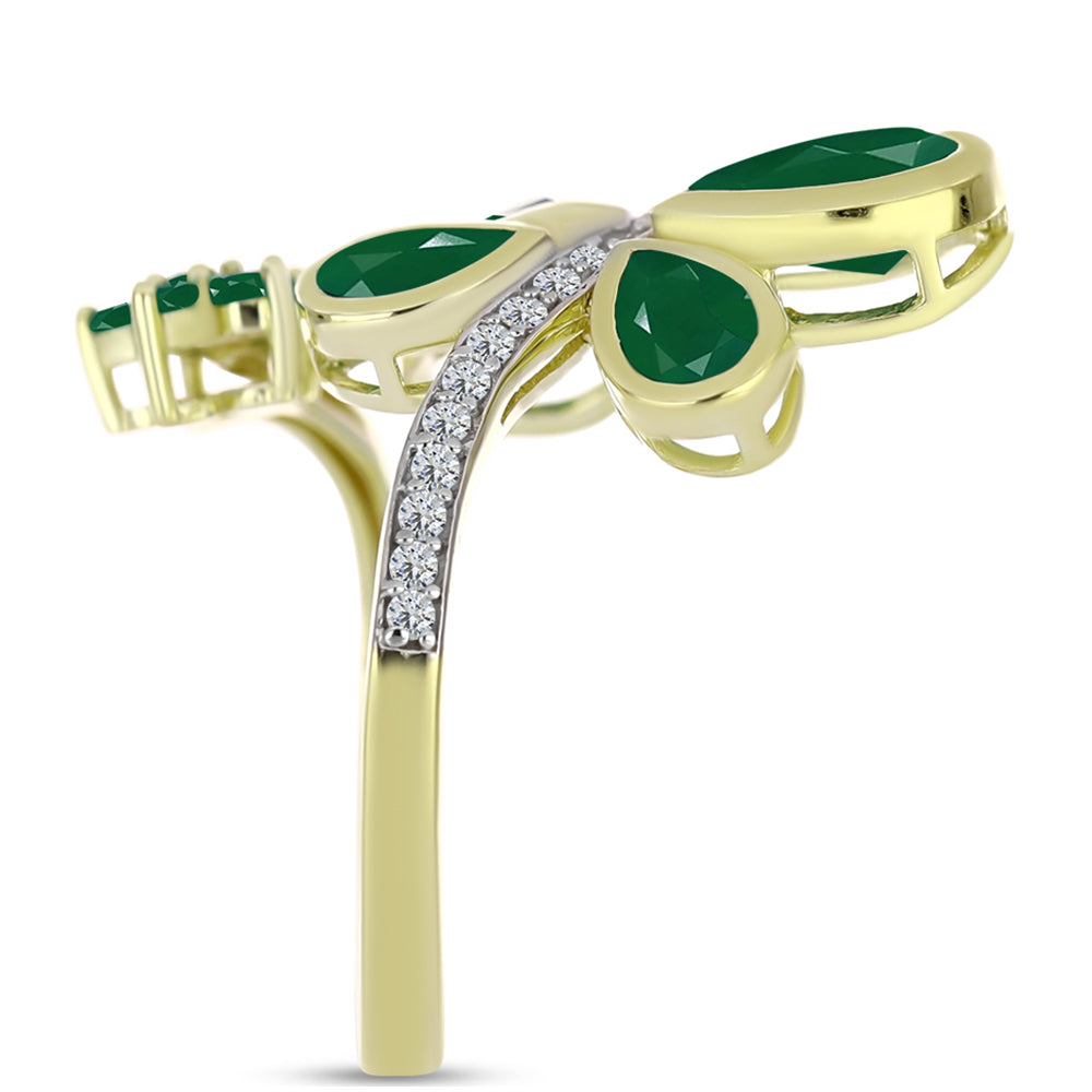 Anillo de Plata Bañada en Oro con Ágata Verde 4 
