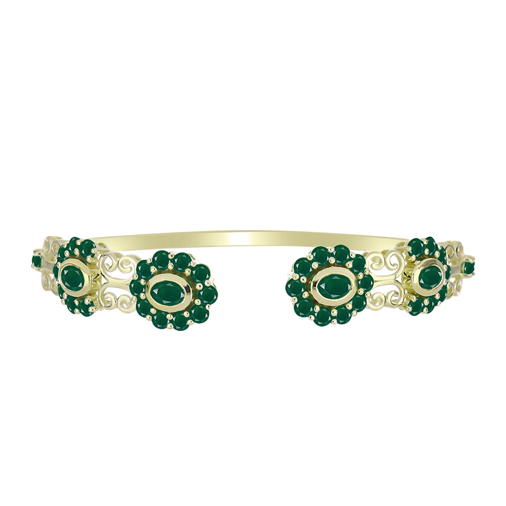 Brazalete de Plata Bañada en Oro con Ágata Verde 3 